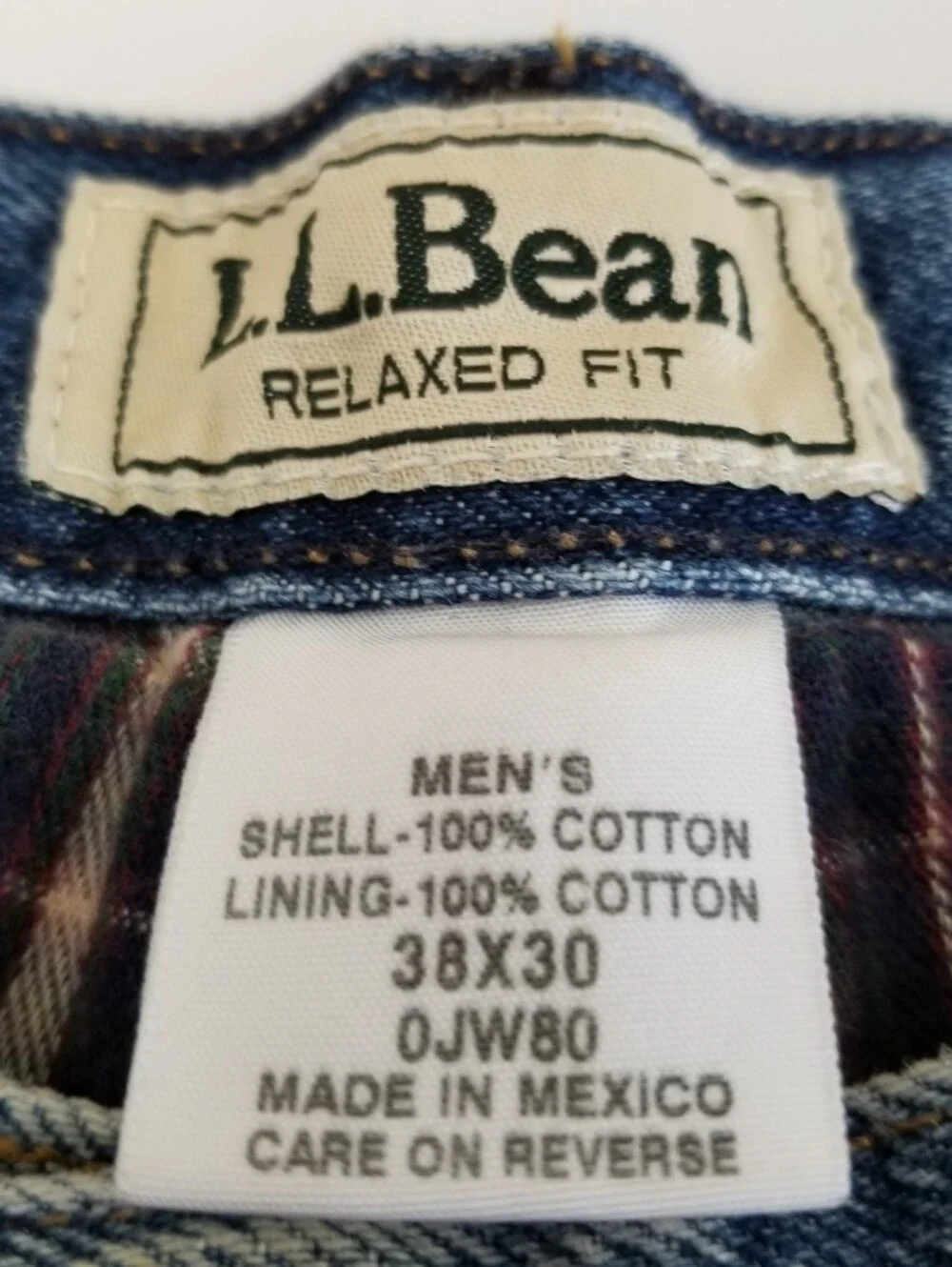 LL Bean Relaxed Fit Flannel Lined Jeans Tag 38x30 Actual 37x29.5